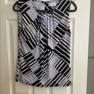 Calvin Klein Geometric Striped Sleeveless Blouse